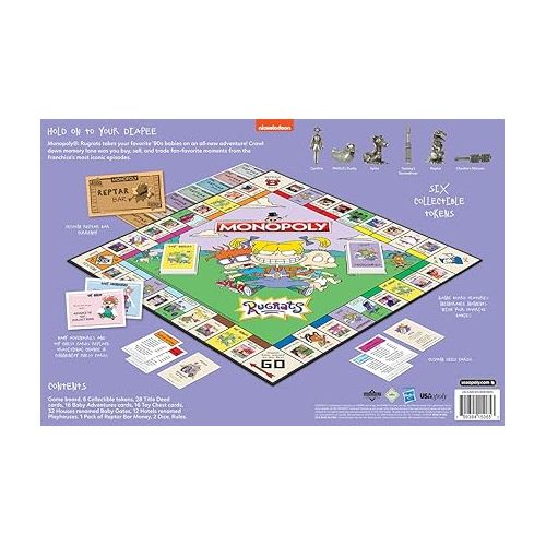  Monopoly Rugrats Board Game | Based on The Nickelodean Series Rugrats | Officially Licensed Rugrats Merchandise | Themed Classic Monopoly Game