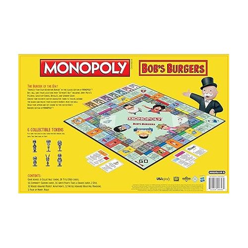  Monopoly Bobs Burgers Board Game | Themed Bob Burgers TV Show Monopoly Game | Officially Licensed Bob's Burgers Game