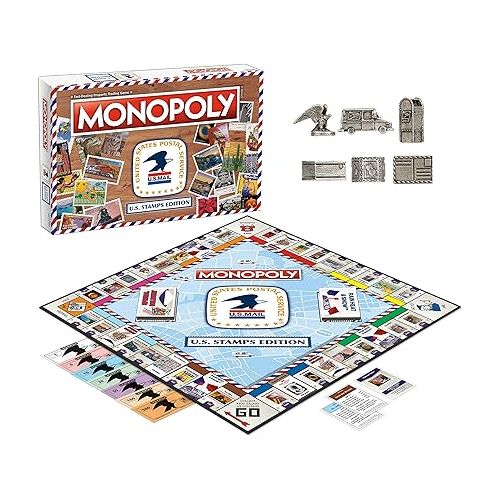  Monopoly: U.S. Stamps Edition | Buy, Sell, Trade Iconic & Collectible USPS Stamps | Classic Monopoly Game | Officially-Licensed United States Postal Service Merchandise