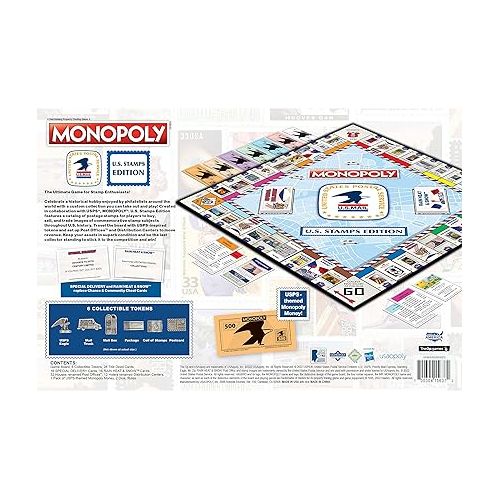  Monopoly: U.S. Stamps Edition | Buy, Sell, Trade Iconic & Collectible USPS Stamps | Classic Monopoly Game | Officially-Licensed United States Postal Service Merchandise