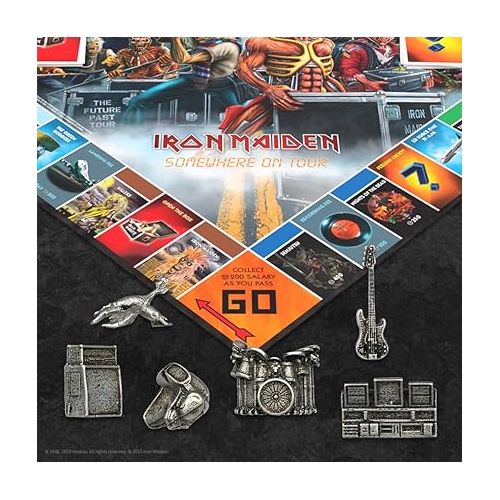  Monopoly Iron Maiden | Play as Bruce’s Lantern, Guitar Amp Stack, Nicko’s Drum Kit, and More | Officially Licensed Collectible Game Honoring British Classic Heavy Metal Icons