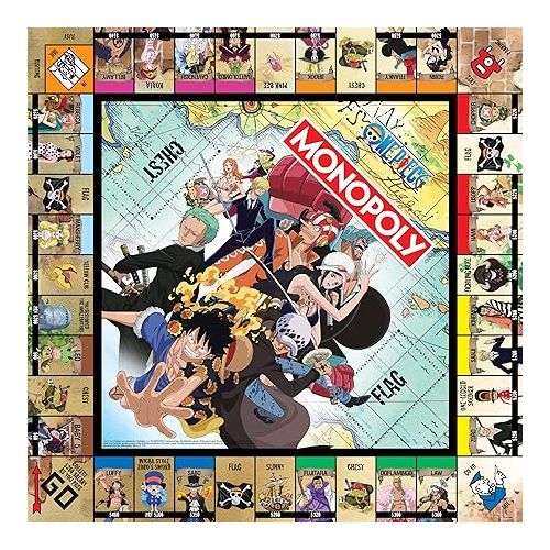  Monopoly: One Piece Edition Board Game | Buy, Sell, Trade with Popular Characters from The Manga & Anime Series | Featuring 9 Miniature Tokens | Officially Licensed Merchandise and Collectible