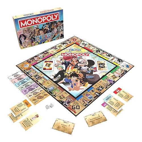  Monopoly: One Piece Edition Board Game | Buy, Sell, Trade with Popular Characters from The Manga & Anime Series | Featuring 9 Miniature Tokens | Officially Licensed Merchandise and Collectible