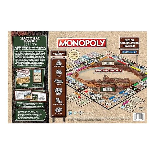  Monopoly National Parks 2020 Edition | Featuring Over 60 National Parks from Across The United States | Iconic Locations Such as Yellowstone, Yosemite, Grand Canyon, and More | Licensed Monopoly Game