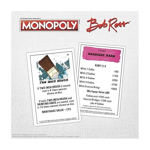  Monopoly Bob Ross | Based on Bob Ross Show The Joy of Painting | Collectible Monopoly Game Featuring Bob Ross Artwork | Officially Licensed Monopoly