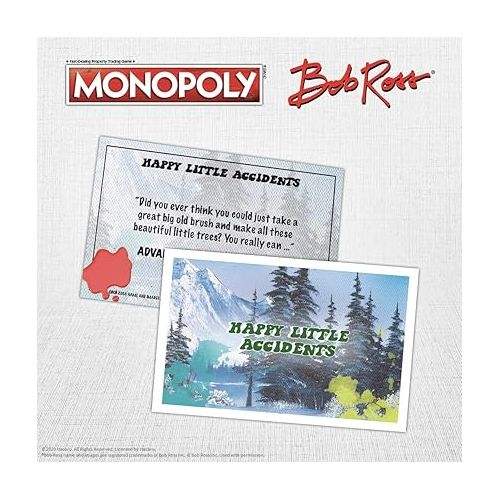  Monopoly Bob Ross | Based on Bob Ross Show The Joy of Painting | Collectible Monopoly Game Featuring Bob Ross Artwork | Officially Licensed Monopoly