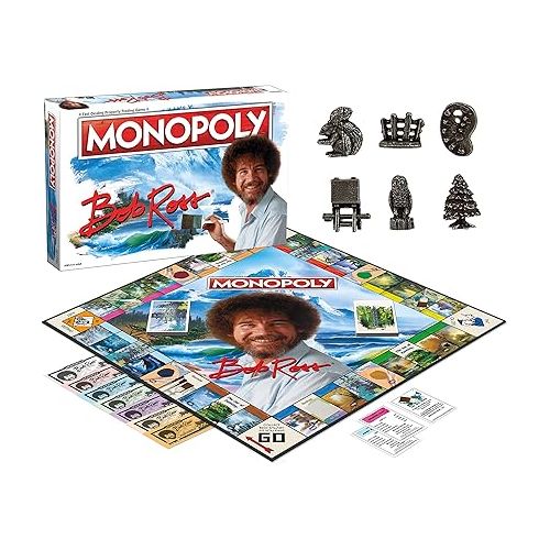  Monopoly Bob Ross | Based on Bob Ross Show The Joy of Painting | Collectible Monopoly Game Featuring Bob Ross Artwork | Officially Licensed Monopoly