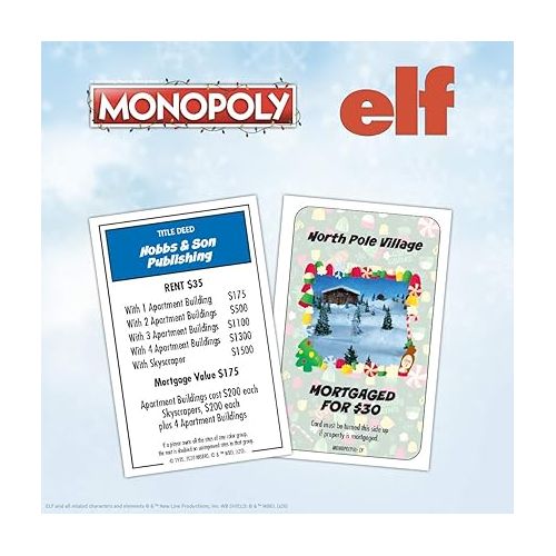  Monopoly Elf | Based on Christmas Comedy Film Elf | Collectible Monopoly Game Featuring Familiar Locations and Iconic Moments | Officially Licensed Monopoly