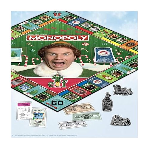  Monopoly Elf | Based on Christmas Comedy Film Elf | Collectible Monopoly Game Featuring Familiar Locations and Iconic Moments | Officially Licensed Monopoly