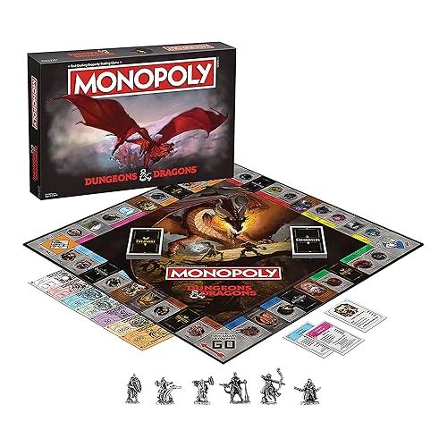  Monopoly Dungeons & Dragons | Collectible Monopoly Featuring Familiar Locations and Iconic Monsters from The D&D Universe, 2-6 Players