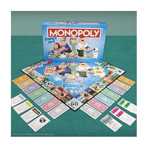  Monopoly: Family Guy Board Game, Featuring Banana Brian, Giant Chicken, Rupert and More, Buy, Sell, Trade Quahog’s Locations from McBurgertown to Wild West Ranch, Officially Licensed Family Guy Game