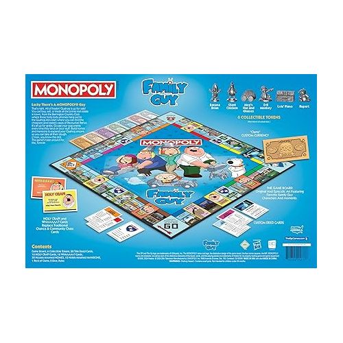  Monopoly: Family Guy Board Game, Featuring Banana Brian, Giant Chicken, Rupert and More, Buy, Sell, Trade Quahog’s Locations from McBurgertown to Wild West Ranch, Officially Licensed Family Guy Game