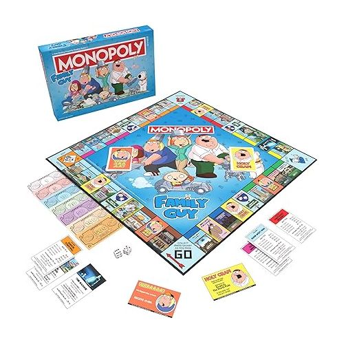  Monopoly: Family Guy Board Game, Featuring Banana Brian, Giant Chicken, Rupert and More, Buy, Sell, Trade Quahog’s Locations from McBurgertown to Wild West Ranch, Officially Licensed Family Guy Game