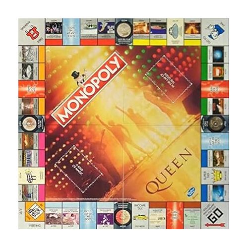  Monopoly Queen | Collectible Monopoly Game Featuring British Rock and Roll Band | Custom Game Board Featuring Familiar Artwork, Arenas, and More