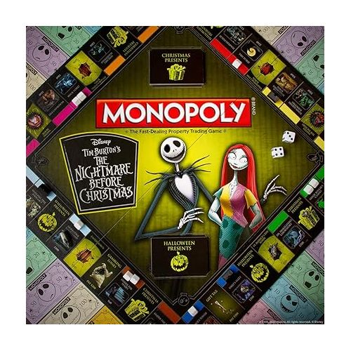  Monopoly Disney Nightmare Before Christmas Board Game | Collectible Monopoly Tim Burton Nightmare Before Christmas Movie | Collectible Monopoly Tokens