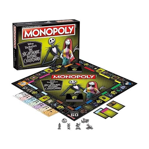  Monopoly Disney Nightmare Before Christmas Board Game | Collectible Monopoly Tim Burton Nightmare Before Christmas Movie | Collectible Monopoly Tokens