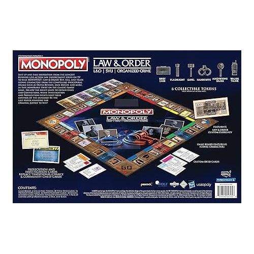  Monopoly®: Law & Order | Buy, Sell, Trade Spaces Featuring Olivia Benson, Jack McCoy, Elliot Stabler, and More | Collectible Monopoly Game | Officially-Licensed Law and Order Game & Merchandise