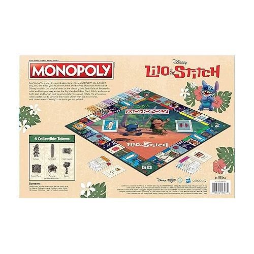  Monopoly: Disney Lilo & Stitch | Buy, Sell, Trade Characters from Disney’s Animated Film | Classic Monopoly Game | Officially-Licensed Lilo and Stitch Merchandise 2-6 Players