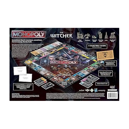  Monopoly The Witcher | Play as Crystal Skull, Flaming Book, Kaer Morhen, Lute and More | Officially Licensed Collectible Game Based On Popular Video Game Franchise