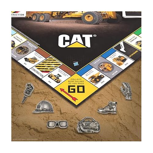  Monopoly Caterpillar | Play as Hard Hat, Tool Bag Work Boot & More | Officially Licensed and Collectible Monopoly Game Based On Caterpillar Company for 2-6 Players