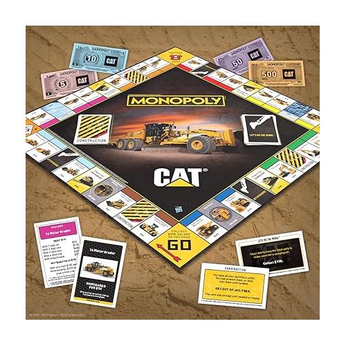  Monopoly Caterpillar | Play as Hard Hat, Tool Bag Work Boot & More | Officially Licensed and Collectible Monopoly Game Based On Caterpillar Company for 2-6 Players