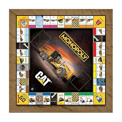  Monopoly Caterpillar | Play as Hard Hat, Tool Bag Work Boot & More | Officially Licensed and Collectible Monopoly Game Based On Caterpillar Company for 2-6 Players