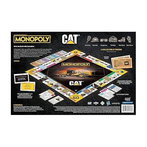  Monopoly Caterpillar | Play as Hard Hat, Tool Bag Work Boot & More | Officially Licensed and Collectible Monopoly Game Based On Caterpillar Company for 2-6 Players