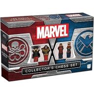 USAOPOLY Marvel Collectors Chess Set Custom Sculpted Chess Pieces Marvel Superheros & Villains Iron Man & Thanos as King Captain Marvel & Hella as Queen Officially Licensed Marvel Chess Set