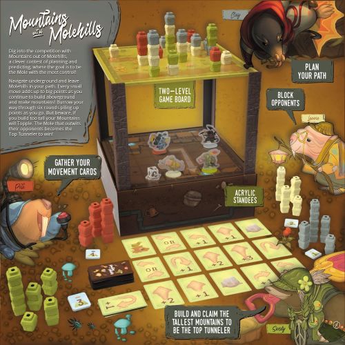  USAOPOLY Mountains Out of Molehills Family Board Game for 2-4 Players Two-Level Gameboard Featuring Unique Gameplay & Custom Artwork Great Gateway Game for Ages 9+