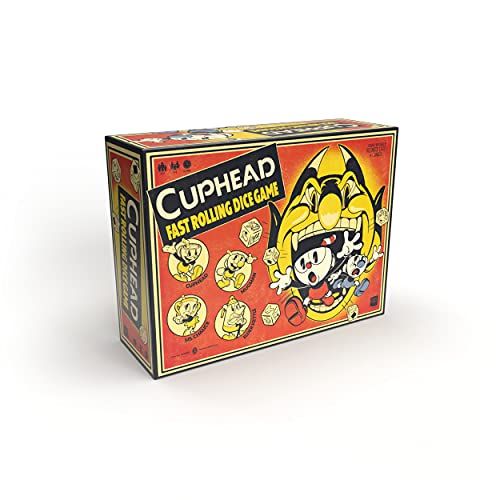  USAOPOLY Cuphead Dice Game Replay and Unlock Content Each Time You Play as Cuphead, Mugman, Ms. Chalice, and Elder Kettle Based on the Cuphead Video Game Officially-Licensed Cuphead Merchan