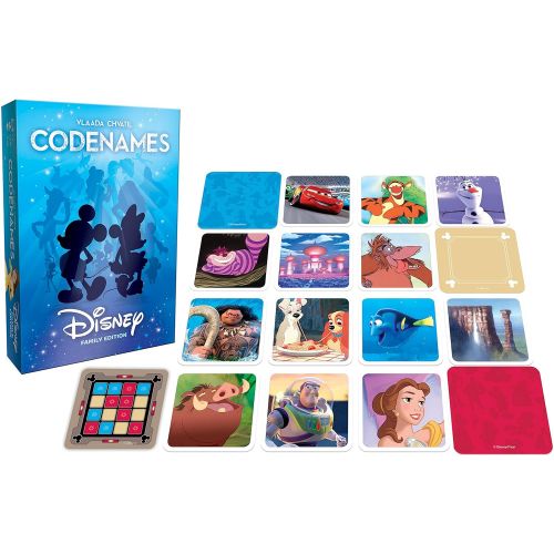  USAOPOLY Codenames Disney Family Edition Best Family Board Game, Great Game for All Ages Featuring Disney Characters, Disney Artwork Board Game for 2 Players or More Perfect for Disney Fans