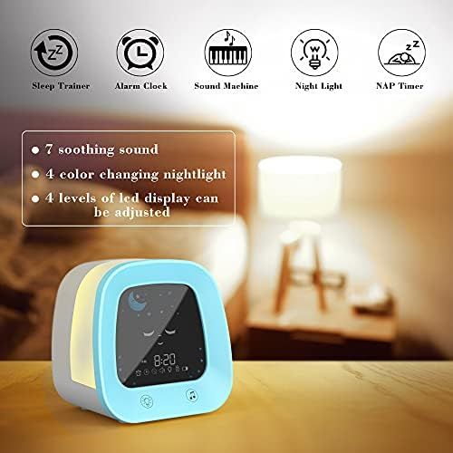  [아마존베스트]USAOSHOP Alarm Clock for Kids,Toddlers Children Sleep Trainer with Facial Expressions, 4 Night Light, Nap Timer, Sound Machine, Digital Wake Up Clock for Teens,Kids Alarm Clock for Boys Gir