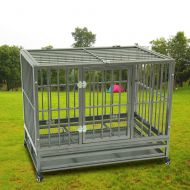 USAStock Heavy Duty Dog Cage Square Tube Crate Kennel Metal Pet Playpen Portable w/Tray New