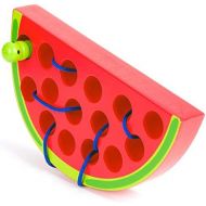 [아마존베스트]Wooden Lacing Watermelon Threading Toy Wood Block Puzzle Travel Game Fine Motor Montessori Activity Learning Early Development Educational Gift for 1 2 3 Years Old Toddlers Baby Ki