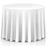 USA_BEST_SELLER 10 pcs Home Restaurant Polyester Round Tablecloth Table Linen Wear Resistant and Anti-Pilling, Elegant Surged Edges, Easy to Wash, White (90)