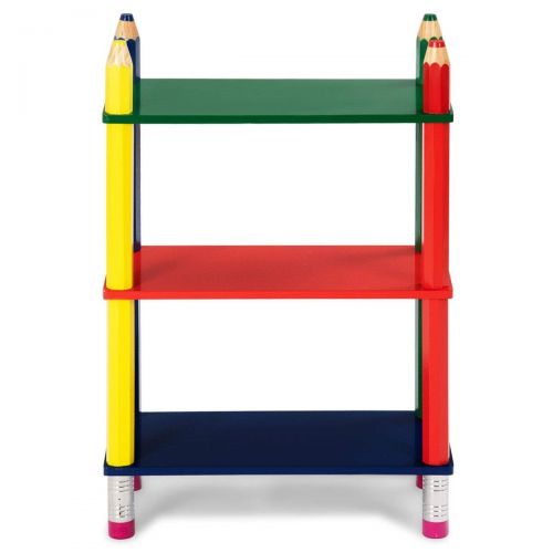  USA_BEST_SELLER 3 Tiers Kids Bookshelf Crayon Themed Shelves Storage Bookcase Organizer