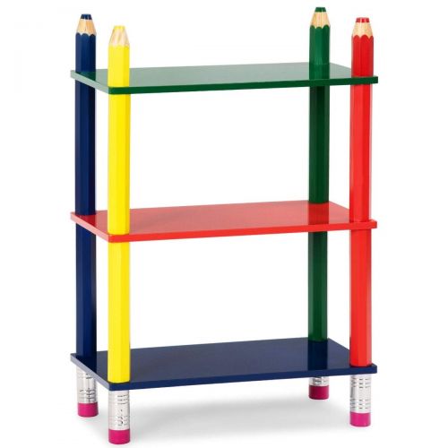  USA_BEST_SELLER 3 Tiers Kids Bookshelf Crayon Themed Shelves Storage Bookcase Organizer