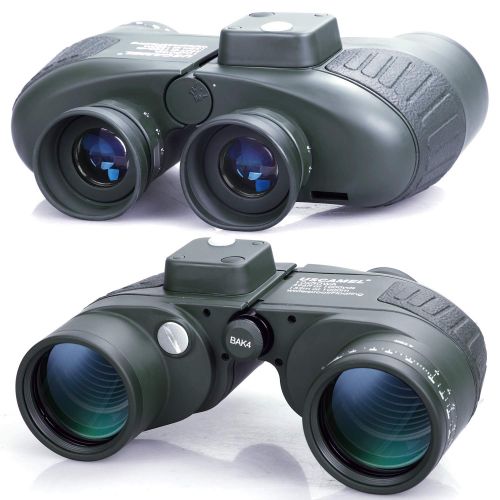  USCAMEL 10x50 Military Waterproof HD Binoculars with Rangefinder Compass - Army Green