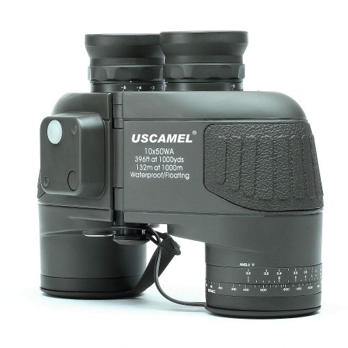  USCAMEL 10x50 Military Waterproof HD Binoculars with Rangefinder Compass - Army Green