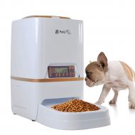 USDREAM Programmable 6L Automatic Pet Feeders with Voice Message Recording and LCD Screen Smart Dogs Cats Food Auto Dispenser Bowl White