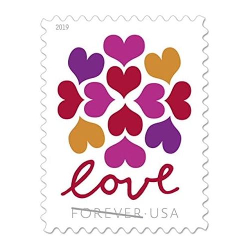  [아마존베스트]USPS Hearts Blossom Love Forever Stamps - Wedding, Celebration, Graduation (2 Sheets, 40 Stamps) 2019