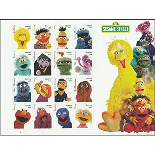  [아마존베스트]2019 Sesame Street Forever Postage Stamps - Sheet of 16