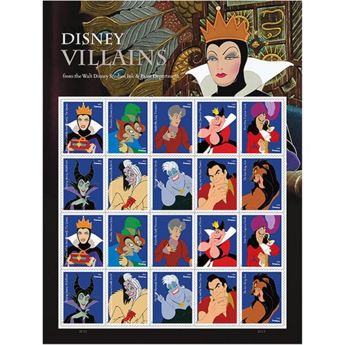  Walt Disney Villains Sheet of 20 Forever First Class Postage Stamps By USPS