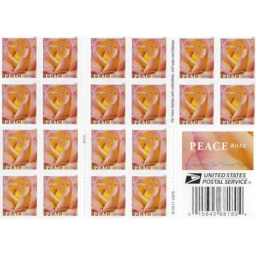  Peace Rose USPS Forever Stamp (10 Booklets (200 Stamps))