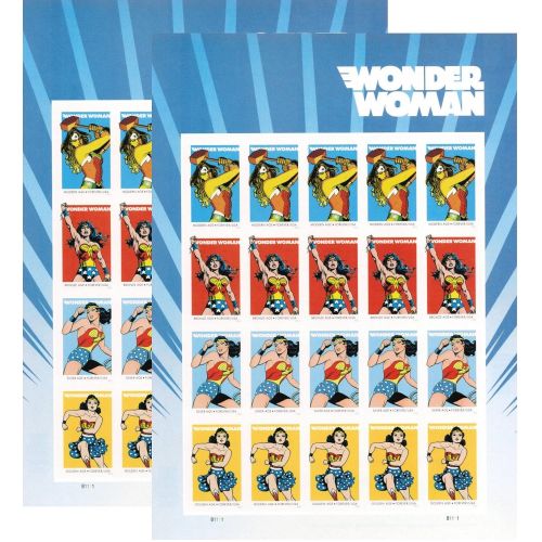  USPS 2016 Wonder Woman Set of 2 Sheet of 20 Forever Stamps .