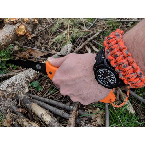  [아마존베스트]UST ParaSaw PRO Liner Lock Folding with 5.5 Inch Blade and TPR Handle, ParaTinder Cord, Fire Starter and Emergency Whistle for Hiking, Camping and Survival