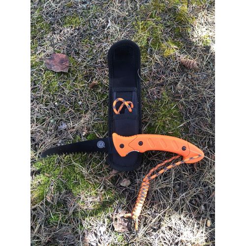  [아마존베스트]UST ParaSaw PRO Liner Lock Folding with 5.5 Inch Blade and TPR Handle, ParaTinder Cord, Fire Starter and Emergency Whistle for Hiking, Camping and Survival