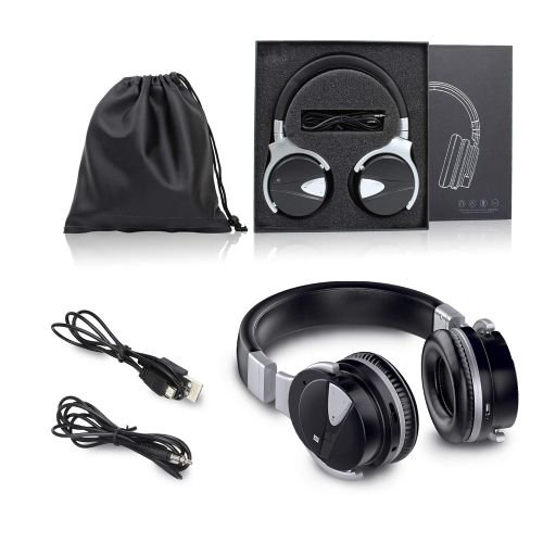  Active Noise Cancelling Headphones, USTEK Bluetooth Over Ear Headphones with 30 Hours Playtime and Built-in Microphone，Comfortable Protein Earpads for Travel Work-Black