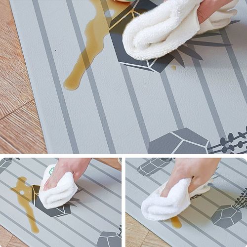 USTIDE 2Pcs Non-Skid/Slip Rubber Back Kitchen Rug Sets Waterproof and Oil Proof Carpet Doormat,Pineapple Cats