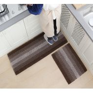 USTIDE 2pc Kitchen Rug Set, Modern Color Gradient Kitchen Runner Rugs, Washable Stripe Floor Rugs Bathroom/Kitchen/Bedroom/Laundryroom